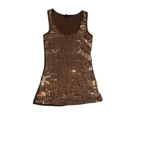 Express size small brown sequin embellished tank top excellent condition